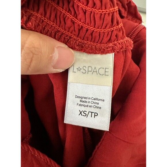 L*SPACE Pasadena Tie Front Smock Back Jumpsuit Rust Red Beach Women's Size XS - Picture 11 of 13